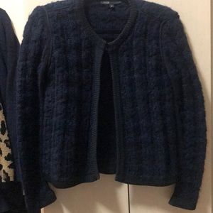 Maje navy blue sweater with black trim